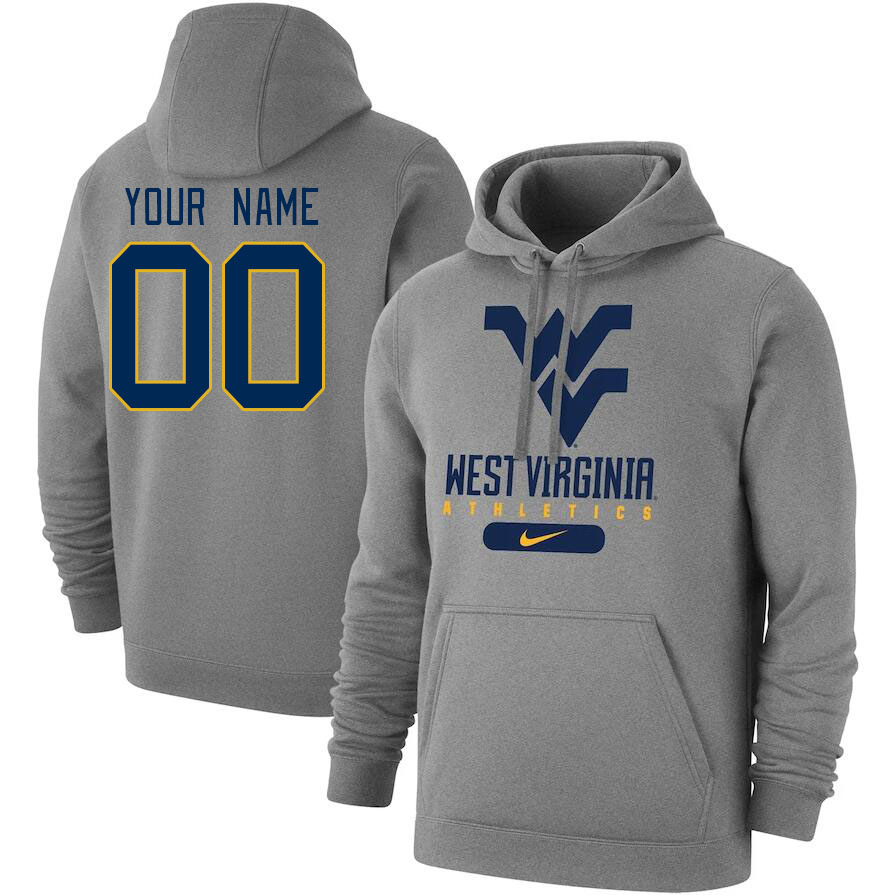 Custom West Virginia Mountaineers Name And Number College Hoodie-Gray - Click Image to Close